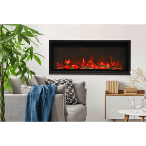 Amantii SYM-SLIM-60 Symmetry Xtraslim Smart Electric  -60" WiFi Enabled Fireplace, Featuring a  MultiFunction  Remote Control, Multi Speed Flame Motor