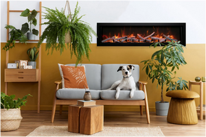 Amantii BI-60-DEEP-XT Panorama Deep & Xtra Tall Full View Smart Electric  - 60" Indoor /Outdoor WiFi Enabled  Fireplace, featuring a MultiFunction Remote, Multi Speed Flame Motor, Glass Media & a Black Trim