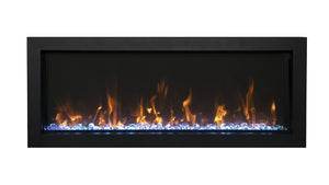 Amantii BI-40-XTRASLIM Panorama Xtraslim Full View Smart Electric  - 40" Indoor /Outdoor WiFi Enabled  Fireplace, featuring a MultiFunction Remote, Multi Speed Flame Motor, Glass Media & a Black Trim