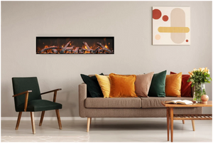 Amantii BI-50-DEEP-XT Panorama Deep & Xtra Tall Full View Smart Electric  - 50" Indoor /Outdoor WiFi Enabled  Fireplace, featuring a MultiFunction Remote, Multi Speed Flame Motor, Glass Media & a Black Trim