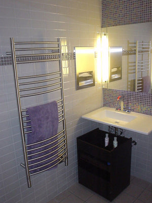 Amba Products DCB Jeeves Model D Curved 20-Bar Hardwired Towel Warmer - 6.5 x 21.25 x 53.5 in. - Brushed Finish