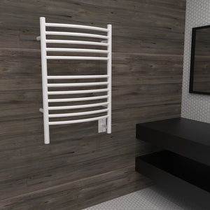 Amba Products ECW Jeeves Model E Curved 12-Bar Hardwired Towel Warmer - 6.5 x 21.25 x 31.75 in. - White Finish