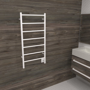 Amba Products FSW Jeeves Model F Straight 7-Bar Hardwired Drying Rack Towel Warmer - 4.5 x 21.25 x 41.75 in. - White Finish