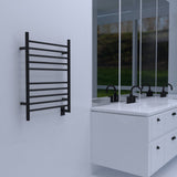 Amba Products RWH-SMB Radiant Straight 10-Bar Hardwired + Plug-in Combo Towel Warmer - 4.75 x 24.5 x 31.875 in. - Matte Black Finish