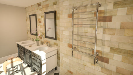 Amba Products T-2040PN Traditional Model 8-Bar Hardwired Towel Warmer - 5.375 x 21.125 x 43.25 in. - Polished Nickel Finish