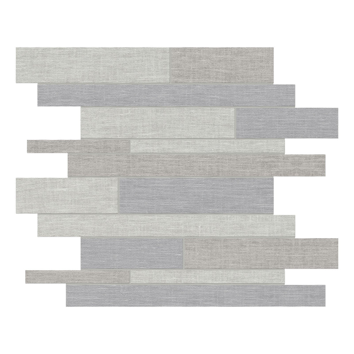 Anatolia Tile Random Strip Dark Blend 4501-0035-1 Belgian Linen  - premium natural stone mosaic tile from Anatolia Tile, available at PoshHaus showroom in Keene, NH