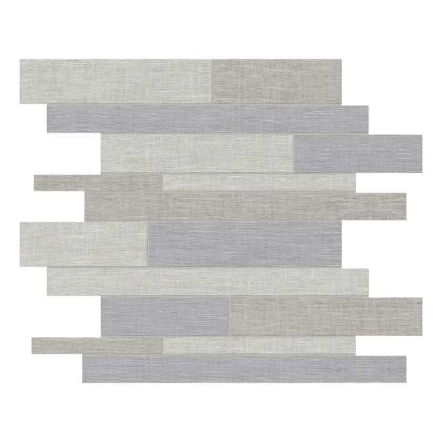 Anatolia Tile Random Strip Dark Blend 4501-0035-1 Belgian Linen  - premium natural stone mosaic tile from Anatolia Tile, available at PoshHaus showroom in Keene, NH