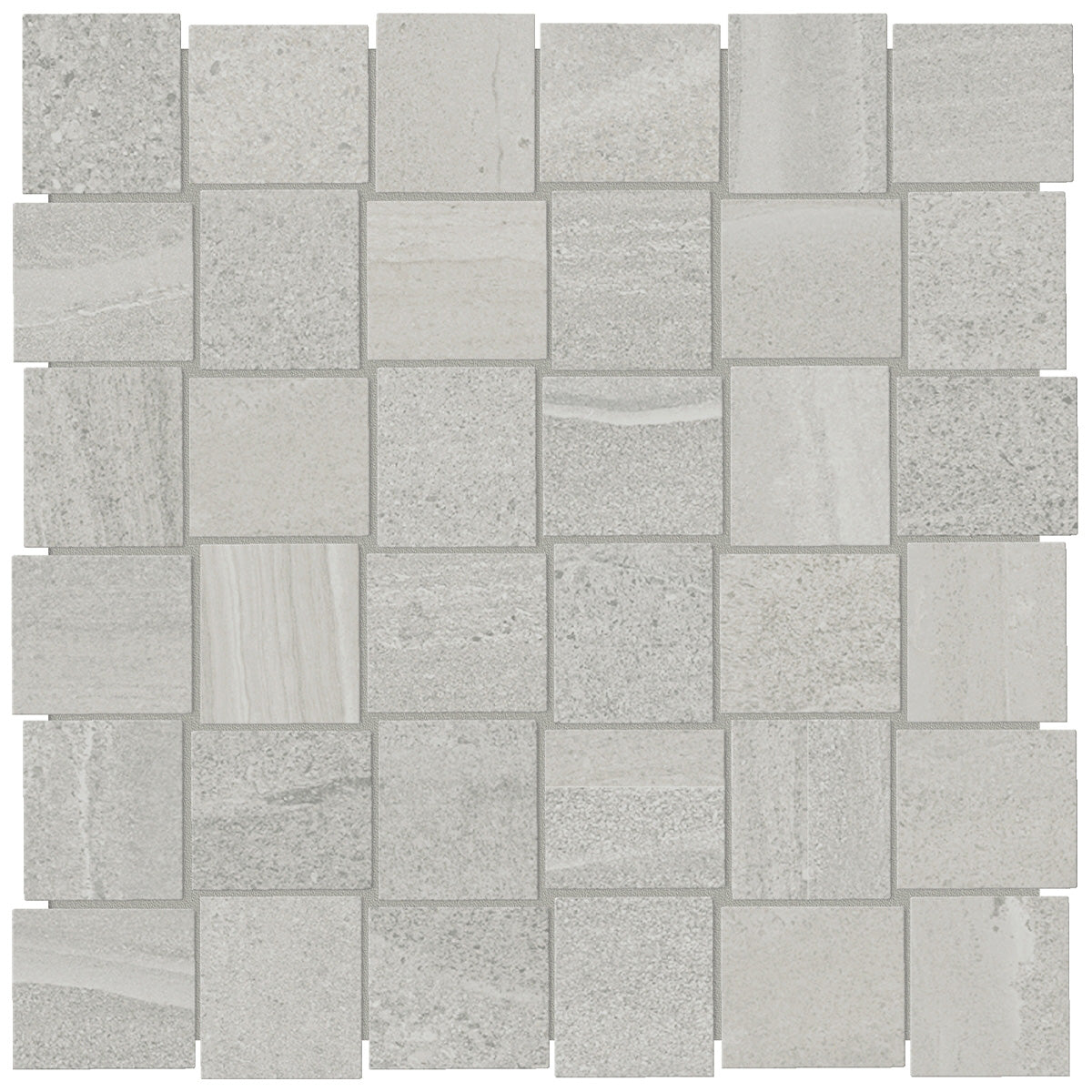 Anatolia Tile 2X2 Basketweave Davenport Ash Matte Porcelain Mosaics. 1 Sheet = .97 Sq. Ft. 4501-0078-0 (63-577) Ash Basketweave 2x2 - premium natural stone mosaic tile from Anatolia Tile, available at PoshHaus showroom in Keene, NH