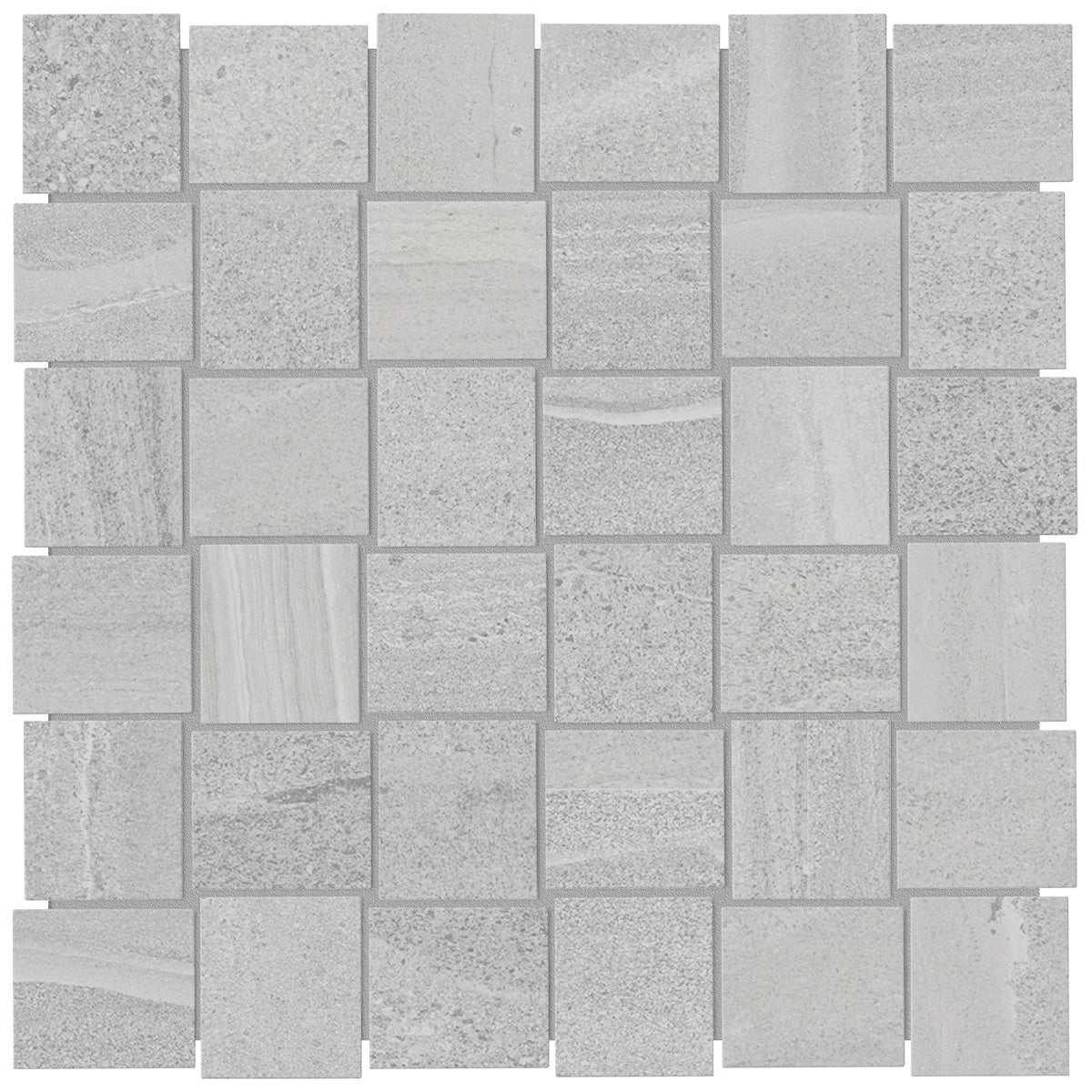 Anatolia Tile 2X2 Basketweave Davenport Ice Matte Porcelain Mosaics. 1 Sheet = .97 Sq. Ft. 4501-0080-0 (63-576) Ice Basketweave 2x2 - premium natural stone mosaic tile from Anatolia Tile, available at PoshHaus showroom in Keene, NH
