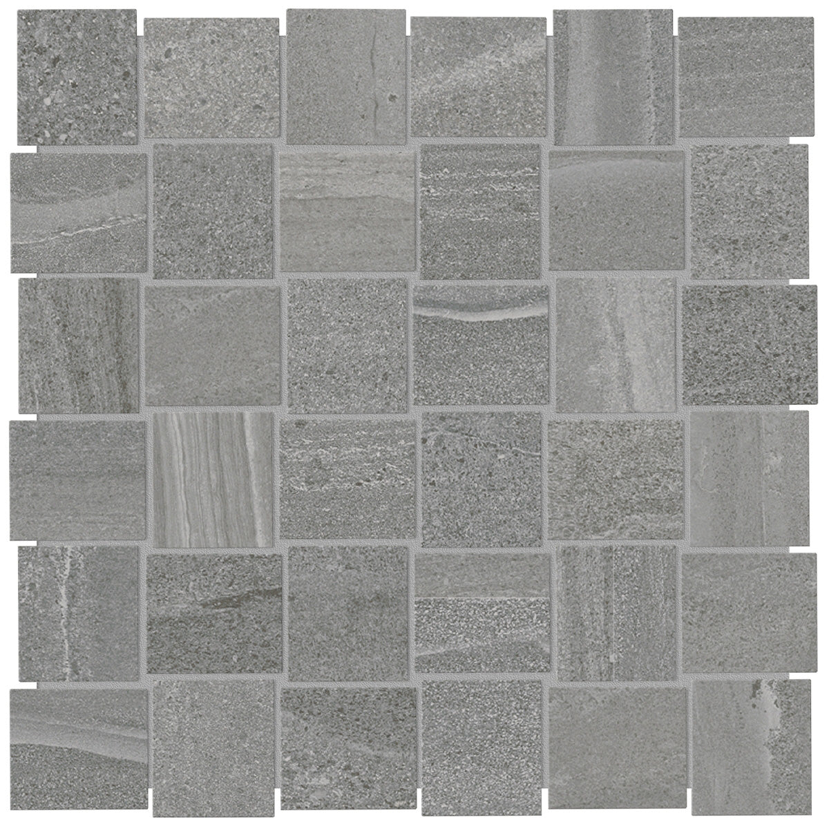 Anatolia Tile 2X2 Basketweave Davenport Mica Matte Porcelain Mosaics. 1 Sheet = .97 Sq. Ft. 4501-0081-0 (63-579) Mica Basketweave 2x2 - premium natural stone mosaic tile from Anatolia Tile, available at PoshHaus showroom in Keene, NH