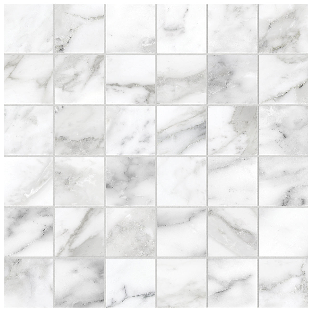 Anatolia Tile 2X2 La Marca Arabescato Honed 36 Piece Porcelain Mosaics. 1 Sheet = .96 Sf. 4501-0367-0 (68-468) Arabescato 2x2 Honed - premium natural stone mosaic tile from Anatolia Tile, available at PoshHaus showroom in Keene, NH