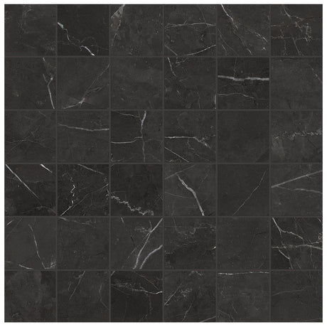 Anatolia Tile 2X2 La Marca Nero Honed 36 Piece Porcelain Mosaics. 1 Sheet = .96 Sf. 4501-0366-0 Nero Venato 2x2 Honed - premium natural stone mosaic tile from Anatolia Tile, available at PoshHaus showroom in Keene, NH