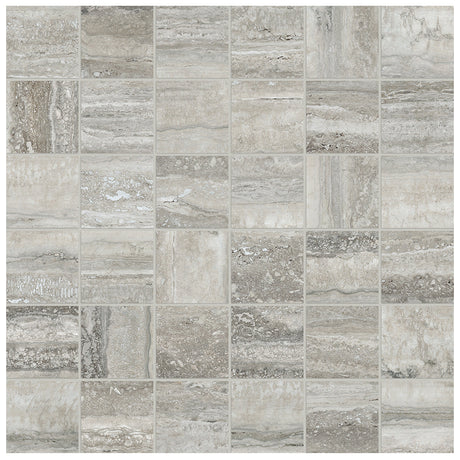 Anatolia Tile 2X2 La Marca Traventino Honed & Rectified 36 Piece Mosaics. 1 Sheet = .96 Sf. 4501-0373-0 (68-474) Travertino Instrata 2x2 Honed - premium natural stone mosaic tile from Anatolia Tile, available at PoshHaus showroom in Keene, NH