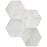 Anatolia Tile 6" Hexagon La Marca Onyx Honed & Rectified Porcelain Mosaic - 1 Sheet = .797 - 4501-0336-0" Onyx Nuvolato 6" Hexagon Honed - premium natural stone mosaic tile from Anatolia Tile, available at PoshHaus showroom in Keene, NH