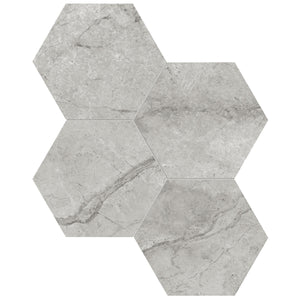 Anatolia Tile 6" Hexagon La Marca Paradiso Polished & Rectified Porcelain Mosaic - 1 Sheet = .797 - 4501-0326-0" Paradiso Argento 6" Hexagon Polished - premium natural stone mosaic tile from Anatolia Tile, available at PoshHaus showroom in Keene, NH