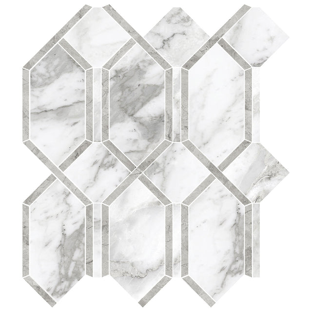 Anatolia Tile La Marca Arabescato Modella Polished Porcelain Mosaics. 1 Sheet = 1.10 Sq. Ft. 4501-0405-0  - premium natural stone mosaic tile from Anatolia Tile, available at PoshHaus showroom in Keene, NH