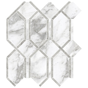 La Marca Arabescato Modella Polished Porcelain Mosaics. 1 Sheet = 1.10 Sq. Ft.
