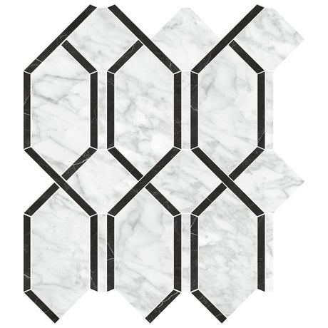 Anatolia Tile La Marca Carrara Modella Polished Porcelain Mosaics. 1 Sheet = 1.10 Sq. Ft. 4501-0408-0  - premium natural stone mosaic tile from Anatolia Tile, available at PoshHaus showroom in Keene, NH