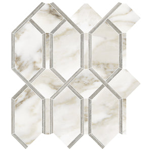 Anatolia Tile La Marca Calacatta Modella Polished Porcelain Mosaics. 1 Sheet = 1.10 Sq. Ft. 4501-0407-0  - premium natural stone mosaic tile from Anatolia Tile, available at PoshHaus showroom in Keene, NH