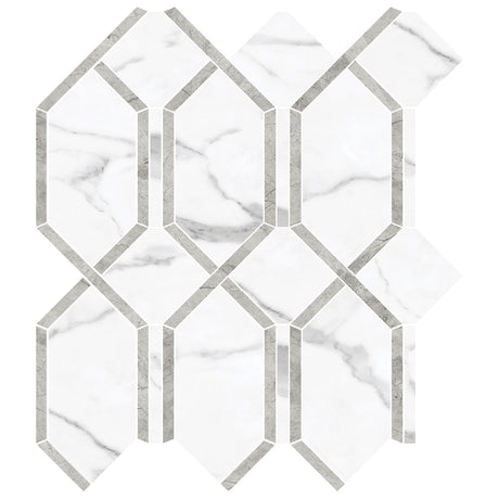 Anatolia Tile La Marca Statuario Nuovo Modella Polished Porcelain Mosaics. 1 Sheet = 1.10 Sq. Ft. 4501-0410-0  - premium natural stone mosaic tile from Anatolia Tile, available at PoshHaus showroom in Keene, NH