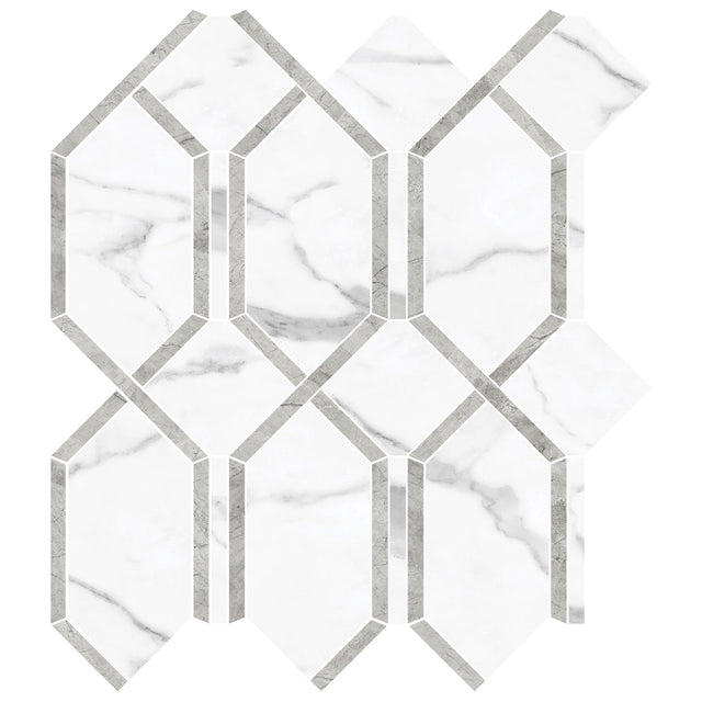 Anatolia Tile La Marca Statuario Nuovo Modella Polished Porcelain Mosaics. 1 Sheet = 1.10 Sq. Ft. 4501-0410-0  - premium natural stone mosaic tile from Anatolia Tile, available at PoshHaus showroom in Keene, NH