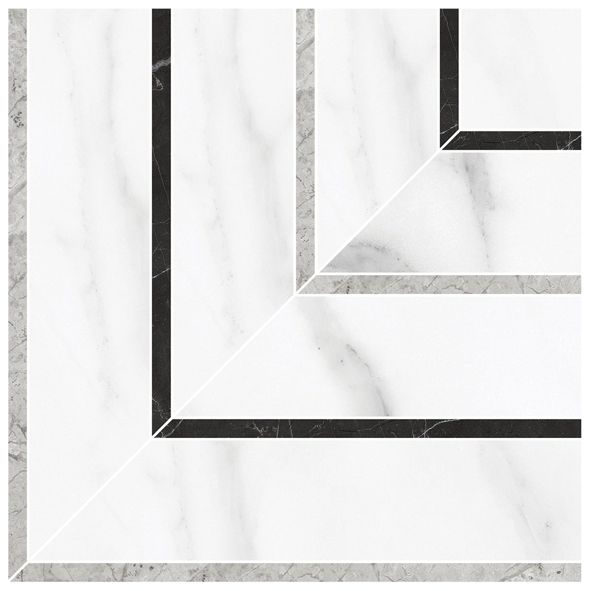 Anatolia Tile La Marca Statuario Picco Honed Porcelain Mosaics. 1 Sheet = .48 Sq. Ft. Sold In Carton Quantities Of 4.84 Sq. Ft. 4501-0404-0  - premium natural stone mosaic tile from Anatolia Tile, available at PoshHaus showroom in Keene, NH