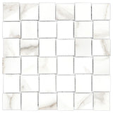Anatolia Tile 2X2 Basketweave Mayfair Calacatta Oro Matte Porcelain Mosaics. 1 Sheet = .98 Sq. Ft. 4501-0128-1 Calacatta Oro 2x2 Basketweave Matte - premium natural stone mosaic tile from Anatolia Tile, available at PoshHaus showroom in Keene, NH