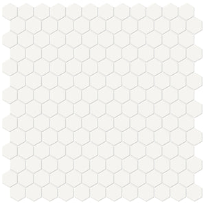 1 Inch Soho Matte Canvas White Porcelain Hexagon Mosaic. Sheet = .93 Sq. Ft.