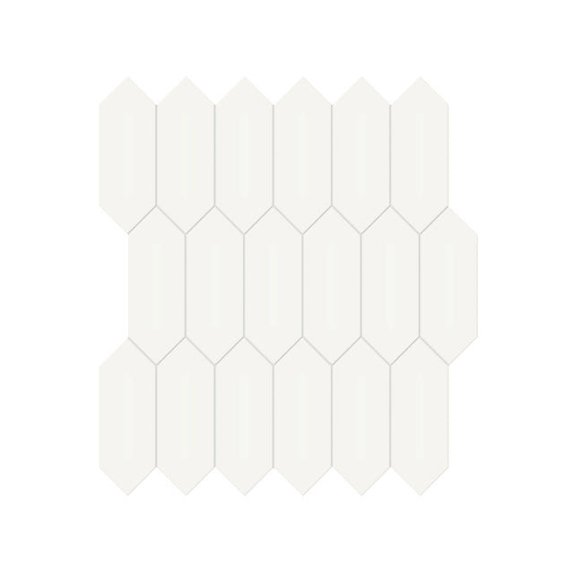 Anatolia Tile 2X5 Soho Canvas White Glossy Porcelain Picket Mosaics. 1 Sheet = .97 Sq. Ft. 4501-0480-0  - premium natural stone mosaic tile from Anatolia Tile, available at PoshHaus showroom in Keene, NH