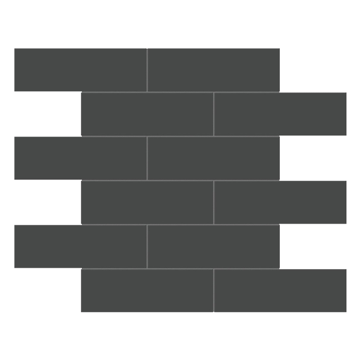 Anatolia Tile 2X6 Soho Retro Black Glossy Porcelain Brick Mosaics. 1 Sheet = .95 Sq. Ft. 4501-0500-0  - premium natural stone mosaic tile from Anatolia Tile, available at PoshHaus showroom in Keene, NH