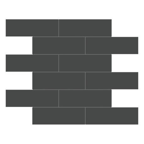 Anatolia Tile 2X6 Soho Retro Black Glossy Porcelain Brick Mosaics. 1 Sheet = .95 Sq. Ft. 4501-0500-0  - premium natural stone mosaic tile from Anatolia Tile, available at PoshHaus showroom in Keene, NH