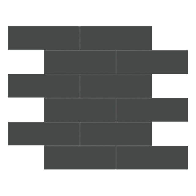 Anatolia Tile 2X6 Soho Retro Black Glossy Porcelain Brick Mosaics. 1 Sheet = .95 Sq. Ft. 4501-0500-0  - premium natural stone mosaic tile from Anatolia Tile, available at PoshHaus showroom in Keene, NH