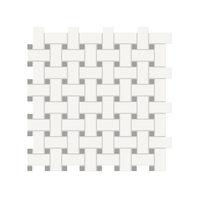 Anatolia Tile Soho Canvas White Matte Porcelain Basketweave Mosaics With Cement Chic Dot. 1 Sheet = .96 Sq. Ft. 4501-0469-0  - premium natural stone mosaic tile from Anatolia Tile, available at PoshHaus showroom in Keene, NH
