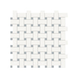 Anatolia Tile Soho Canvas White Matte Porcelain Basketweave Mosaics With Cloud Blue Dot. 1 Sheet = .96 Sq. Ft. 4501-0472-0  - premium natural stone mosaic tile from Anatolia Tile, available at PoshHaus showroom in Keene, NH
