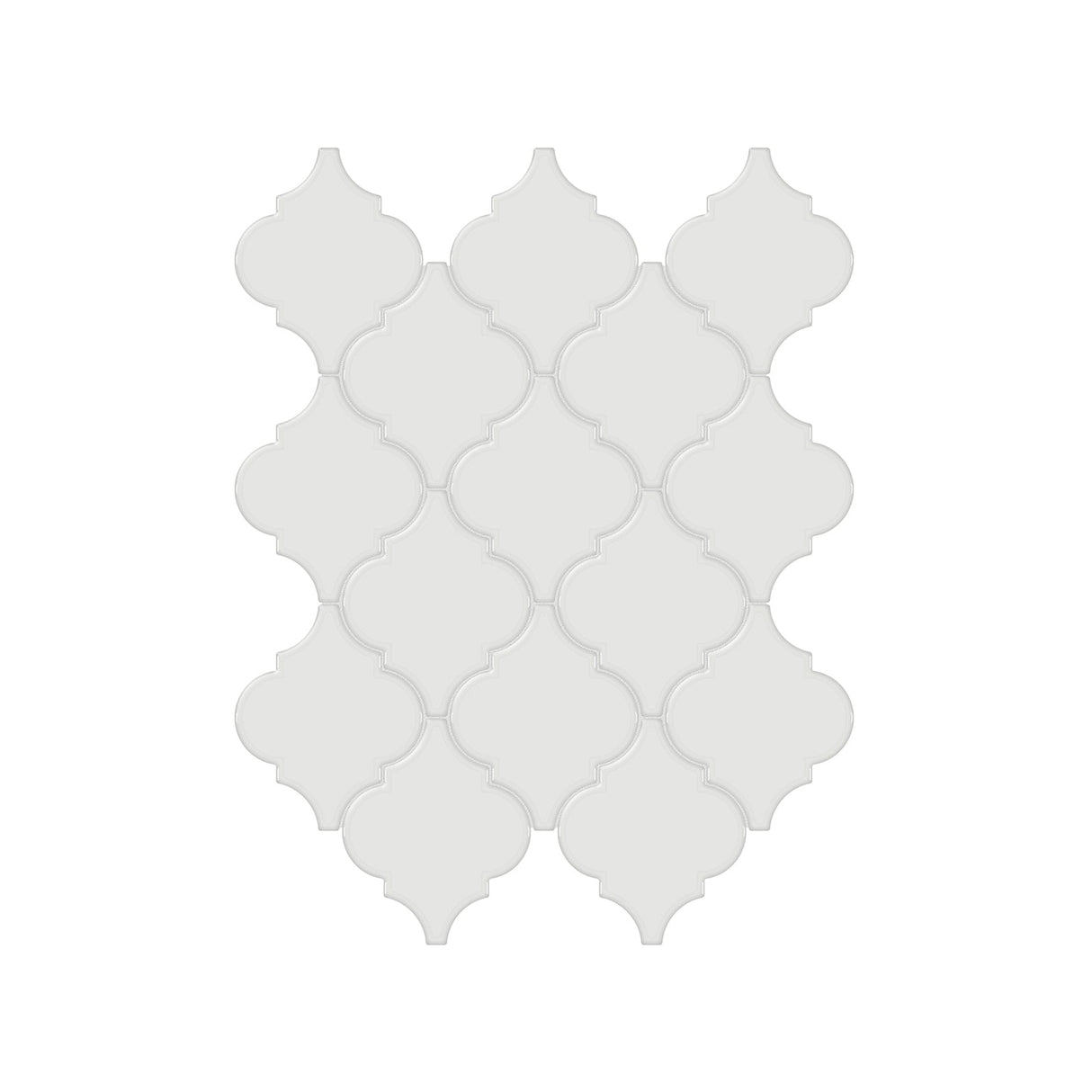Anatolia Tile Soho Vintage Grey Beveled Arabesque Glossy Porcelain Mosaics. 1 Sheet = .96 Sq. Ft. 4501-0474-0  - premium natural stone mosaic tile from Anatolia Tile, available at PoshHaus showroom in Keene, NH
