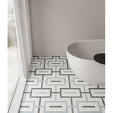 Anatolia Tile Soho Dawn Blend Chain Pattern Matte Porcelain Mosaics. 1 Sheet = .91 Sq. Ft. 4501-0546-0  - premium natural stone mosaic tile from Anatolia Tile, available at PoshHaus showroom in Keene, NH