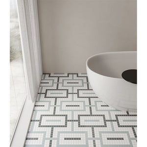 Anatolia Tile Soho Dawn Blend Chain Pattern Matte Porcelain Mosaics. 1 Sheet = .91 Sq. Ft. 4501-0546-0  - premium natural stone mosaic tile from Anatolia Tile, available at PoshHaus showroom in Keene, NH