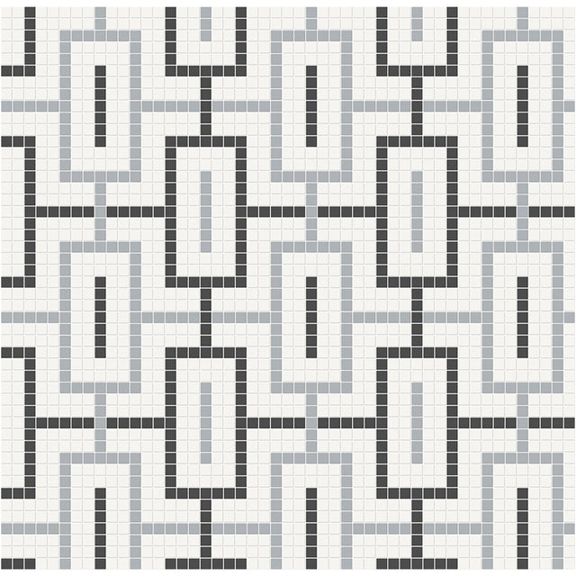 Anatolia Tile Soho Dawn Blend Chain Pattern Matte Porcelain Mosaics. 1 Sheet = .91 Sq. Ft. 4501-0546-0  - premium natural stone mosaic tile from Anatolia Tile, available at PoshHaus showroom in Keene, NH
