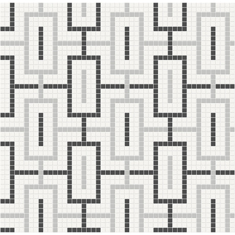 Anatolia Tile Soho Midnight Blend Chain Pattern Matte Porcelain Mosaics. 1 Sheet = .91 Sq. Ft. 4501-0545-0  - premium natural stone mosaic tile from Anatolia Tile, available at PoshHaus showroom in Keene, NH