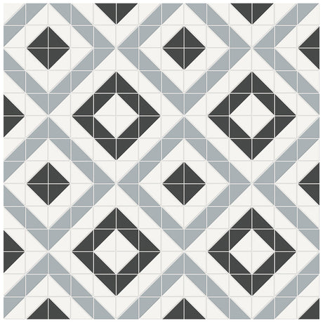Anatolia Tile Soho Dawn Blend Cubic Pattern Matte Porcelain Mosaics. 1 Sheet = .69 Sq. Ft. 4501-0551-0  - premium natural stone mosaic tile from Anatolia Tile, available at PoshHaus showroom in Keene, NH
