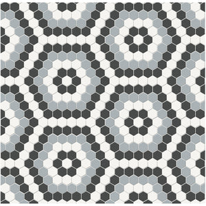 Anatolia Tile Soho Dawn Blend Hexagon Pattern Matte Porcelain Mosaics. 1 Sheet = .83 Sq. Ft. 4501-0556-0  - premium natural stone mosaic tile from Anatolia Tile, available at PoshHaus showroom in Keene, NH