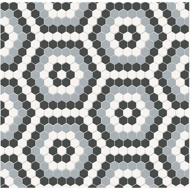 Anatolia Tile Soho Dawn Blend Hexagon Pattern Matte Porcelain Mosaics. 1 Sheet = .83 Sq. Ft. 4501-0556-0  - premium natural stone mosaic tile from Anatolia Tile, available at PoshHaus showroom in Keene, NH
