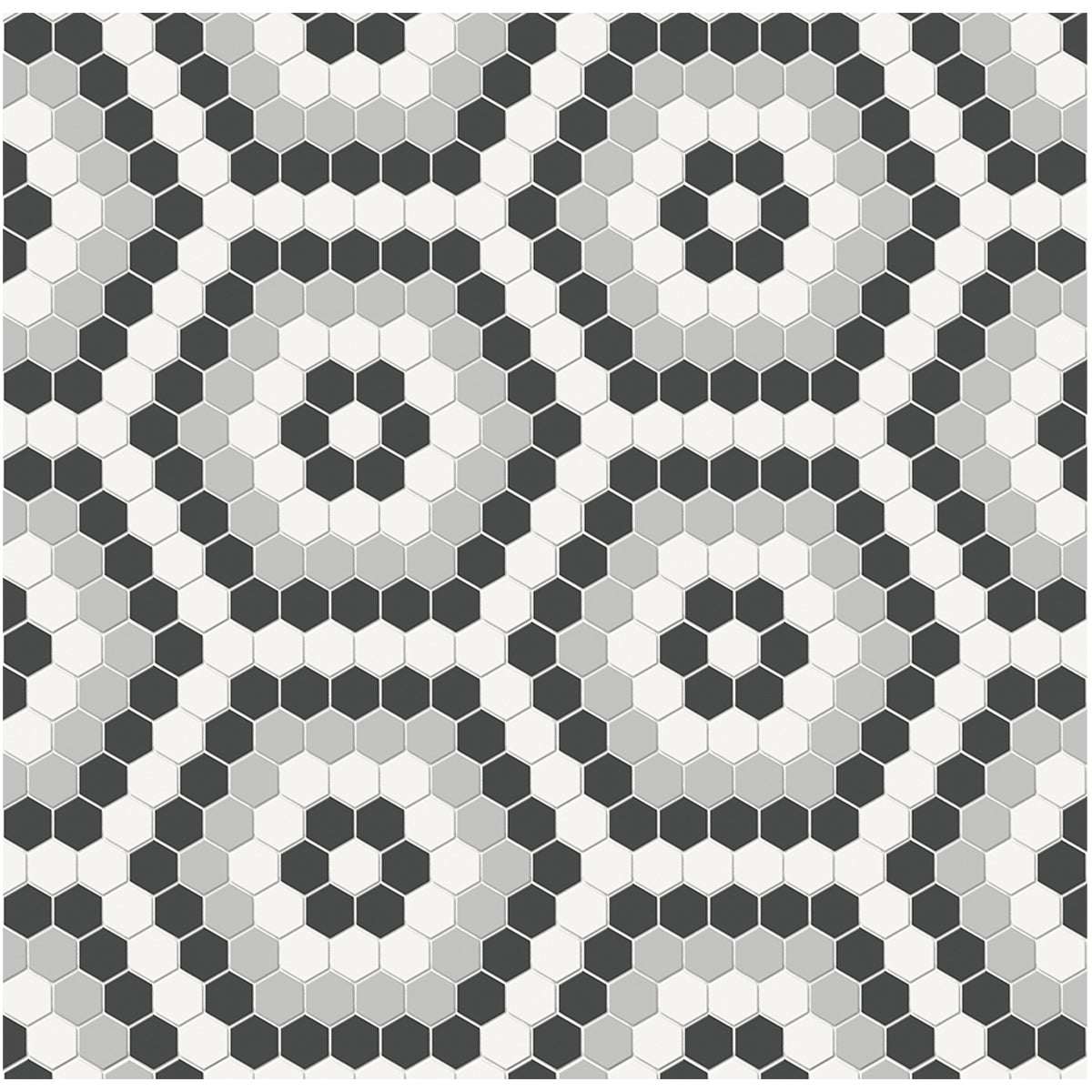 Anatolia Tile Soho Midnight Blend Hexagon Pattern Matte Porcelain Mosaics. 1 Sheet = .83 Sq. Ft. 4501-0555-0  - premium natural stone mosaic tile from Anatolia Tile, available at PoshHaus showroom in Keene, NH