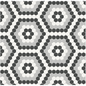 Soho Midnight Blend Hexagon Pattern Matte Porcelain Mosaics. 1 Sheet = .83 Sq. Ft.