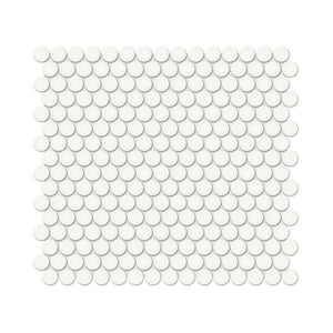 3/4 Inch Soho Glossy Canvas White Penny Round Porcelain Mosaics. 1 Sheet = .97 Sq. Ft.