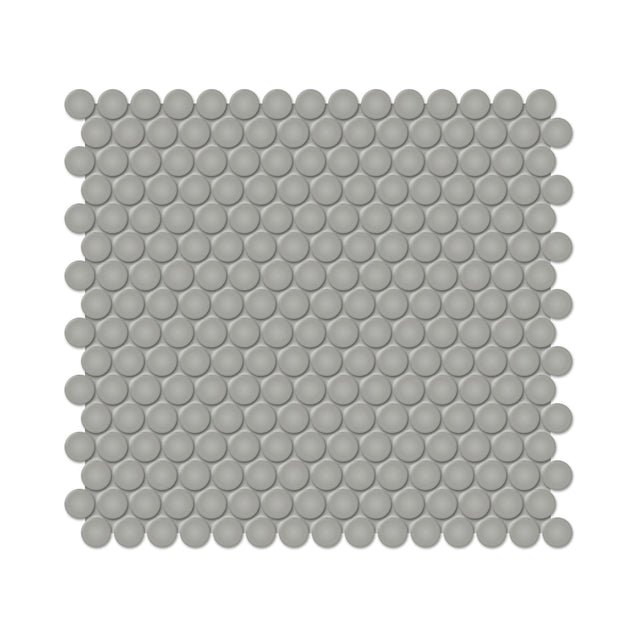 Anatolia Tile 3/4 Inch Soho Glossy Cement Chic Penny Round Porcelain Mosaics. 1 Sheet = .97 Sq. Ft. 4501-0431-0  - premium natural stone mosaic tile from Anatolia Tile, available at PoshHaus showroom in Keene, NH
