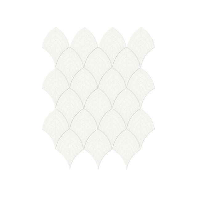 Anatolia Tile Soho Canvas White Glossy Porcelain Scallop Mosaics. 1 Sheet = 1 Sq. Ft. 4501-0512-0  - premium natural stone mosaic tile from Anatolia Tile, available at PoshHaus showroom in Keene, NH