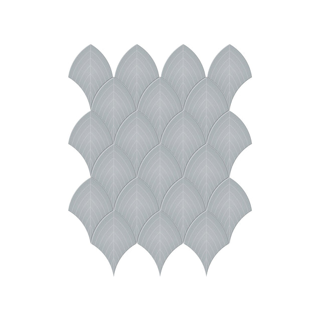 Anatolia Tile Soho Cloud Blue Glossy Porcelain Scallop Mosaics. 1 Sheet = 1 Sq. Ft. 4501-0518-0  - premium natural stone mosaic tile from Anatolia Tile, available at PoshHaus showroom in Keene, NH