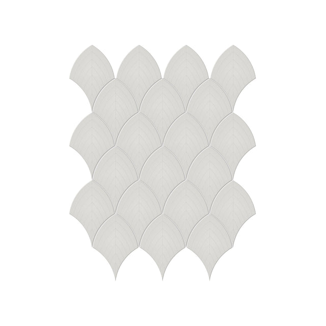 Anatolia Tile Soho Loft Grey Glossy Porcelain Scallop Mosaics. 1 Sheet = 1 Sq. Ft. 4501-0516-0  - premium natural stone mosaic tile from Anatolia Tile, available at PoshHaus showroom in Keene, NH