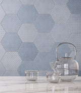 Anatolia Tile 8 In Hex Tapestri Denim 4500-0986-0 Blend Denim Blend Hexagon 8.5x8.5 - premium natural stone mosaic tile from Anatolia Tile, available at PoshHaus showroom in Keene, NH